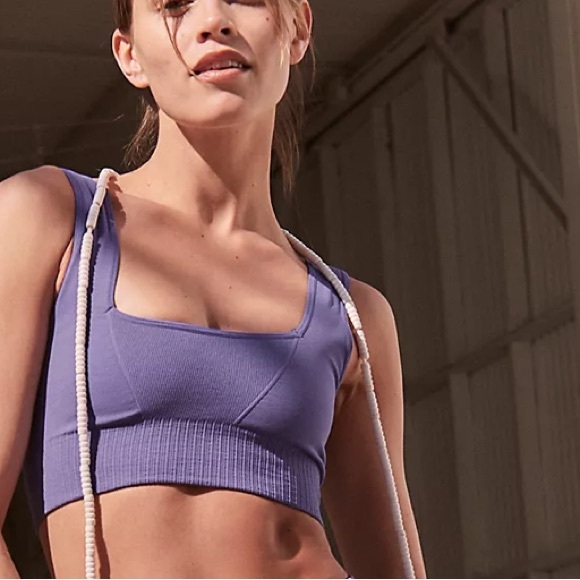 FREE PEOPLE Good Karma Square Neck Bra in Blue/Pink Size-XS/S NWOT - Picture 11 of 15